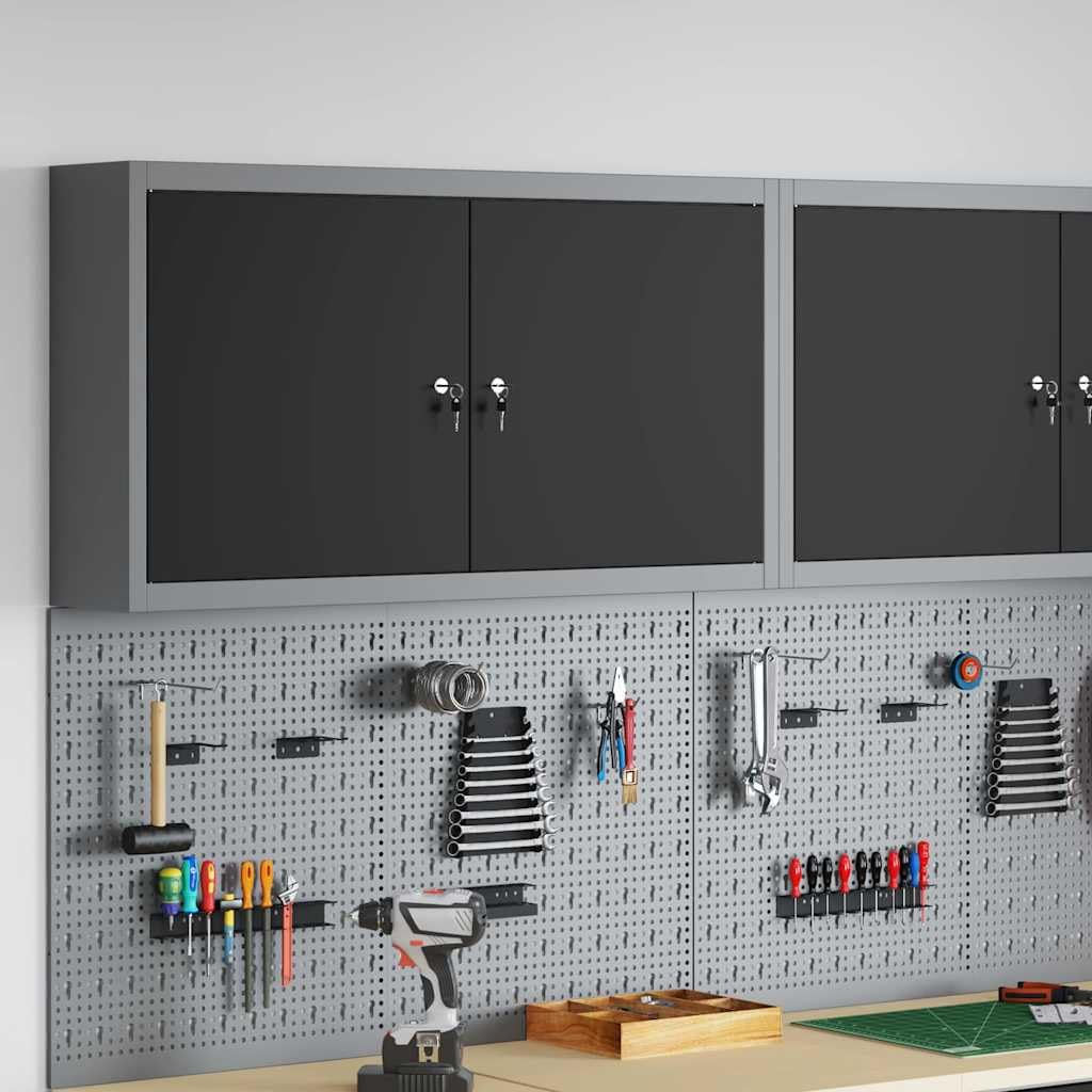vidaXL Armario de Herramientas Negro y Gris 100 x 20 x 55 cm, Banco de Trabajo, Armario metálico para Herramientas, estantes Ajustables, organización práctica, diseño Moderno