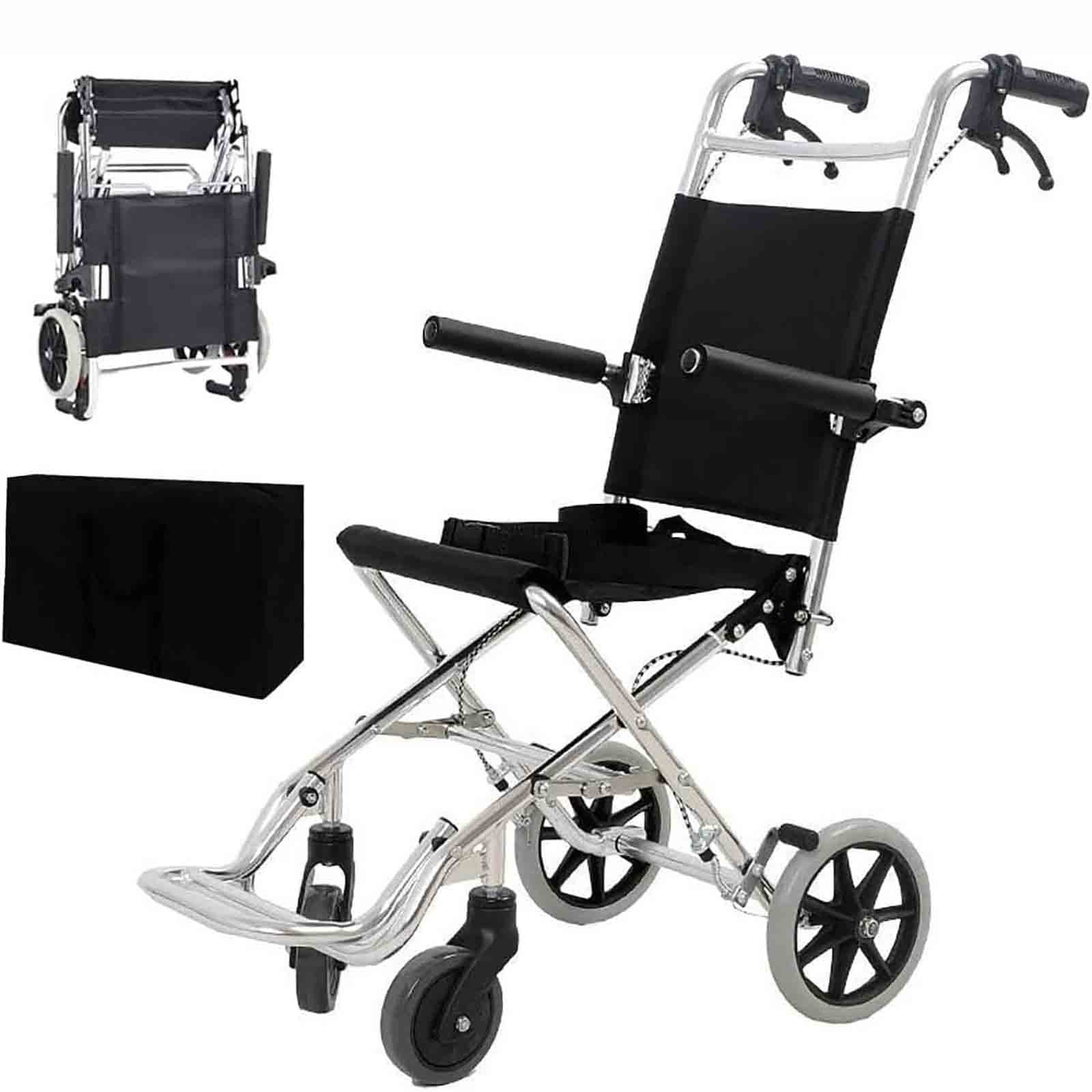 GUNEL Lightweight Travel Wheelchair,withBrake Fold Up PedalPortable Medical Aid Wheelchair for Travel Outdoor Home, Weight Only 36Lbs Support 220 Lbs