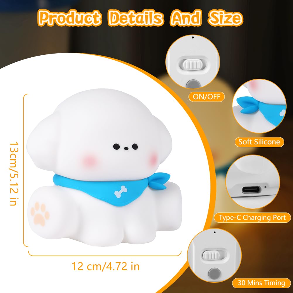 Ainiv Puppy Night Light, Cute Animal Silicone Nursery Night Lamp, Touch Control Nightlights USB Rechargeable Bedside Lamp - Image 2