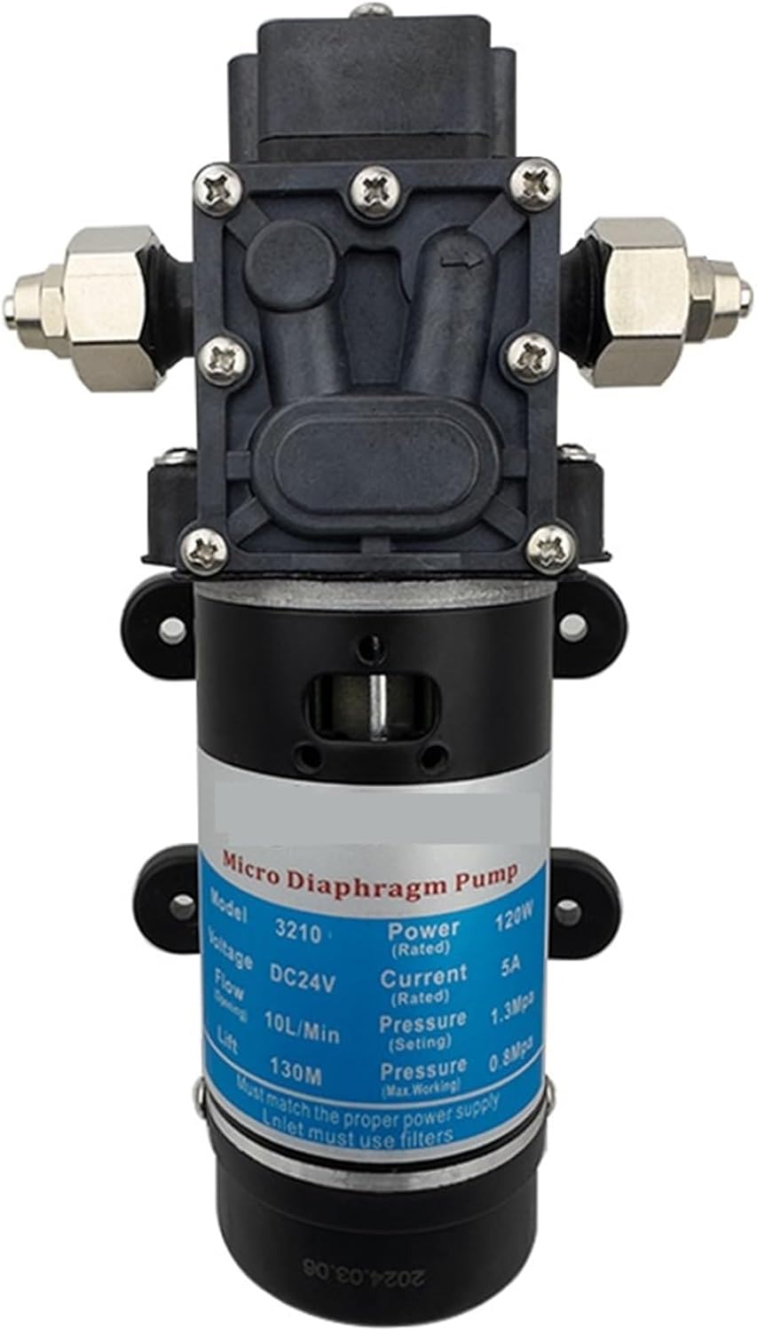 120W 130PSI 10L/Min High Pressure Electric Diaphragm Self-priming Pump Sprayer DC Pressure Type Switch Reflux Type Switch(24V 120W,Reflux Switch)