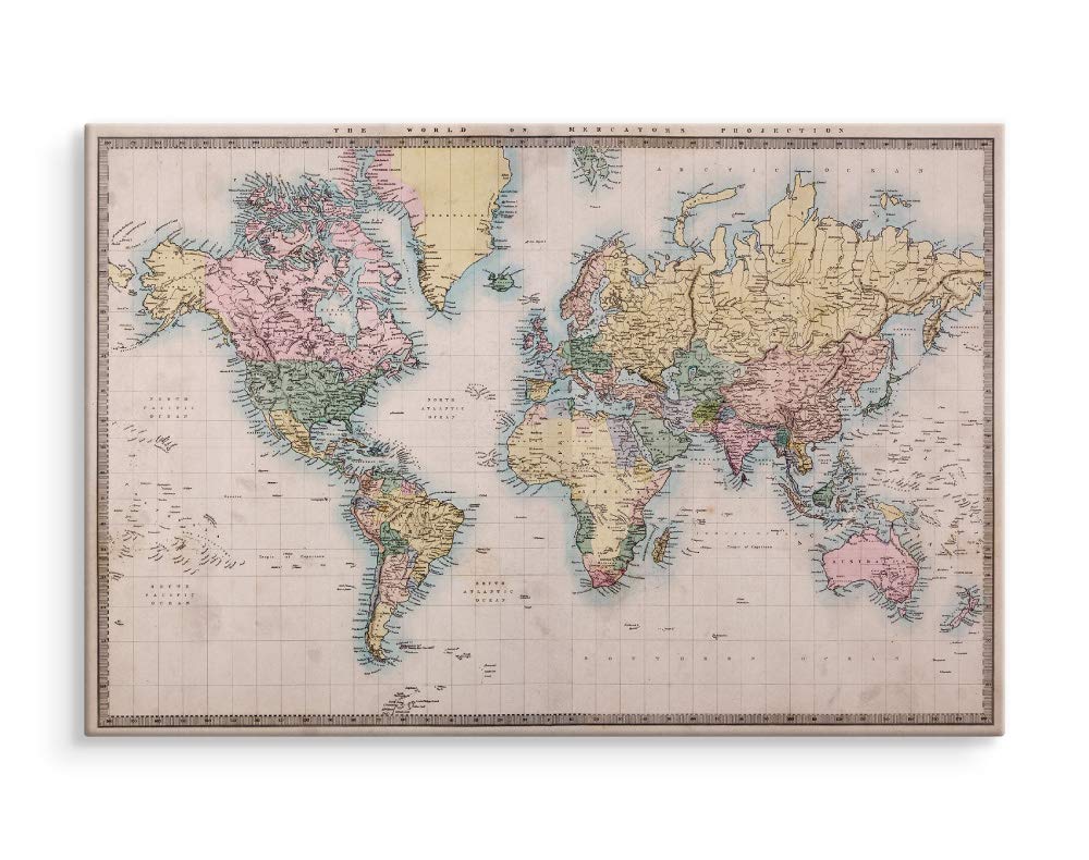 Muralo Obrazy mapa świata 100 x 70 cm obraz na płótnie obraz ścienny stary pokój dekoracja obraz na płótnie sypialnia salon dekoracja ścienna design ściana obraz kula ziemna retro mapa