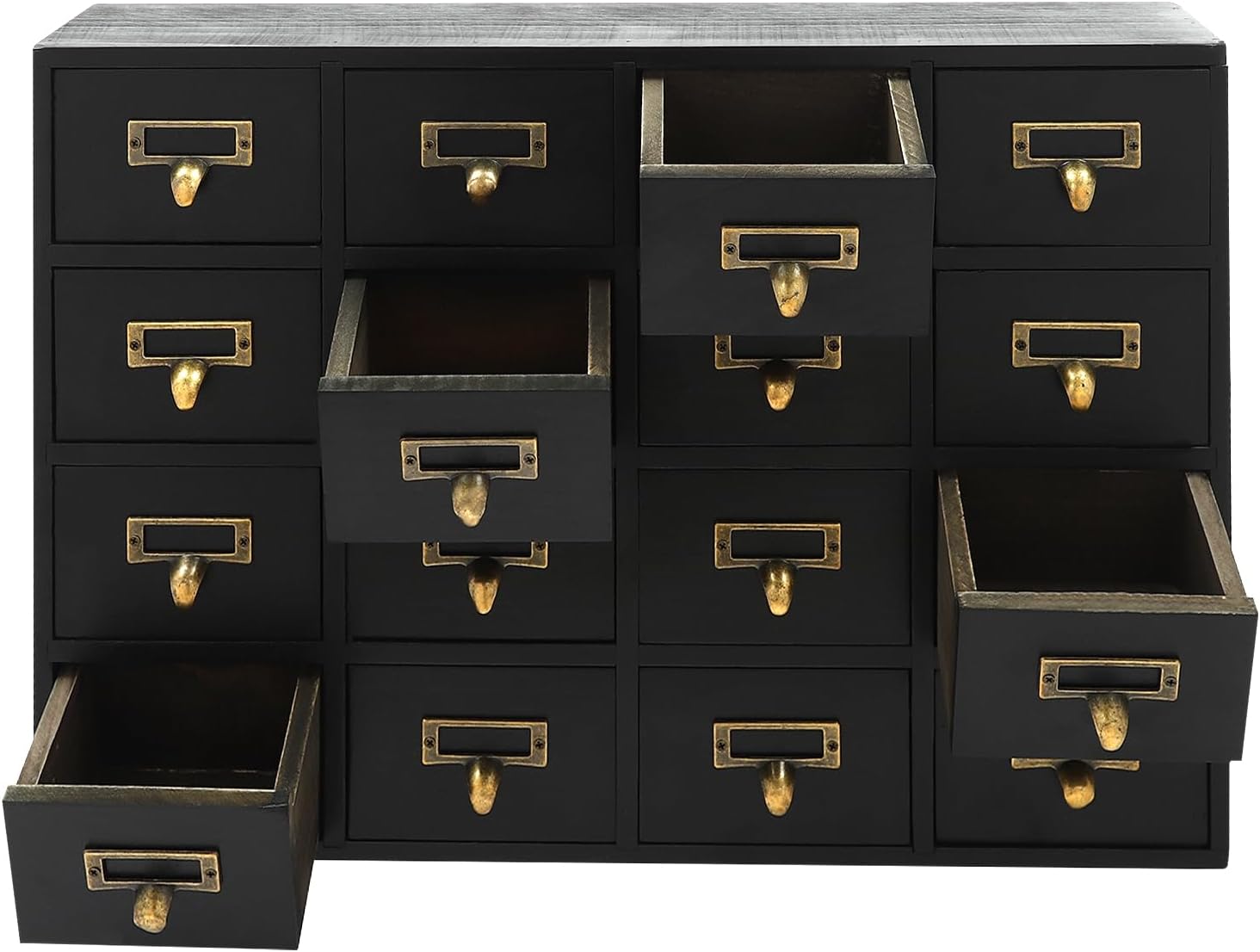 Wooden Desk Drawer Organizer, Vintage 16 Drawers Apothecary Cabinet, Library Card Catalog Cabinet, Coffee and Tea Organizer Drawer