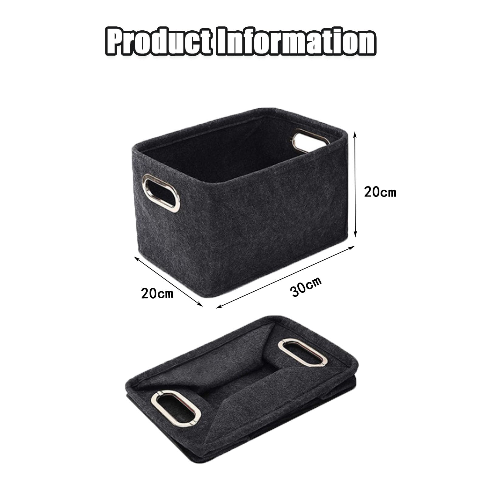 Kaizuca 2 Piece Felt Fabric Baskets, Toy Organiser Cube, Felt Storage Box, Foldable, with Two Handles, for Clothes Towel - Image 2
