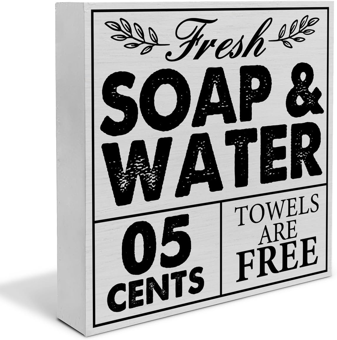 Rustic Bathroom Wooden Box Sign Desk Decor, Fresh Soap and