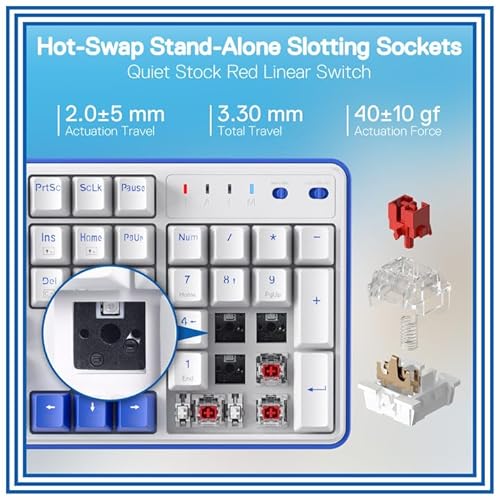 K685 Pro Tastiera da Gioco 104 Tasti Wireless Gasket RGB, 3 modalità, Tastiera 100% con Base sostituibile a Caldo, Cuscinetti insonorizzanti e interruttori lineari rossi bianchi, US Layout - Tastiera gaming - Immagine 4