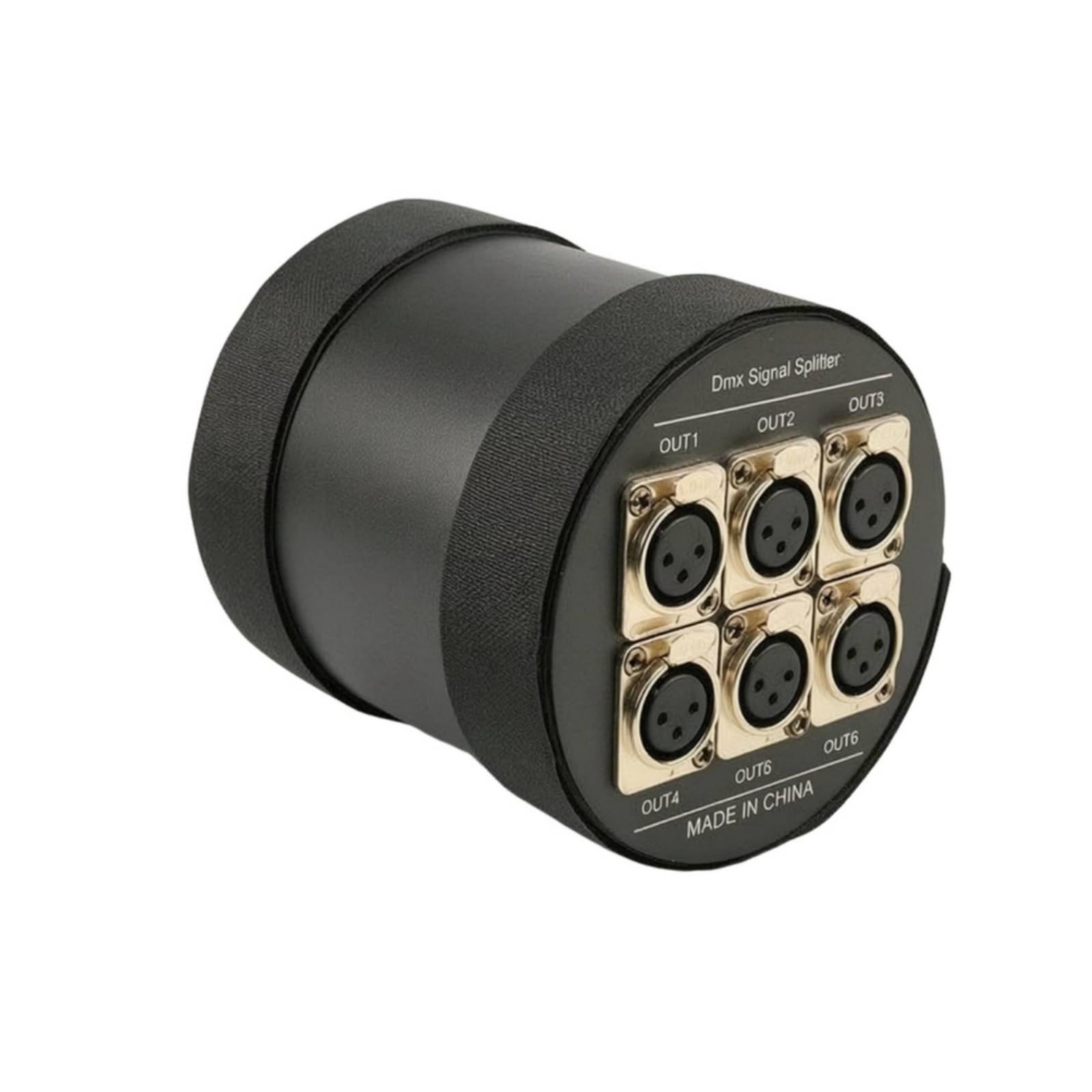 DMX512 Splitter Verstärker Verteilung Verteiler Hub mit 6 XLR 3 Pin Ausgängen Sauberes Kabelmanagement Zylindrisches Gehäuse für Theater Konzert Club Veranstaltung Studio