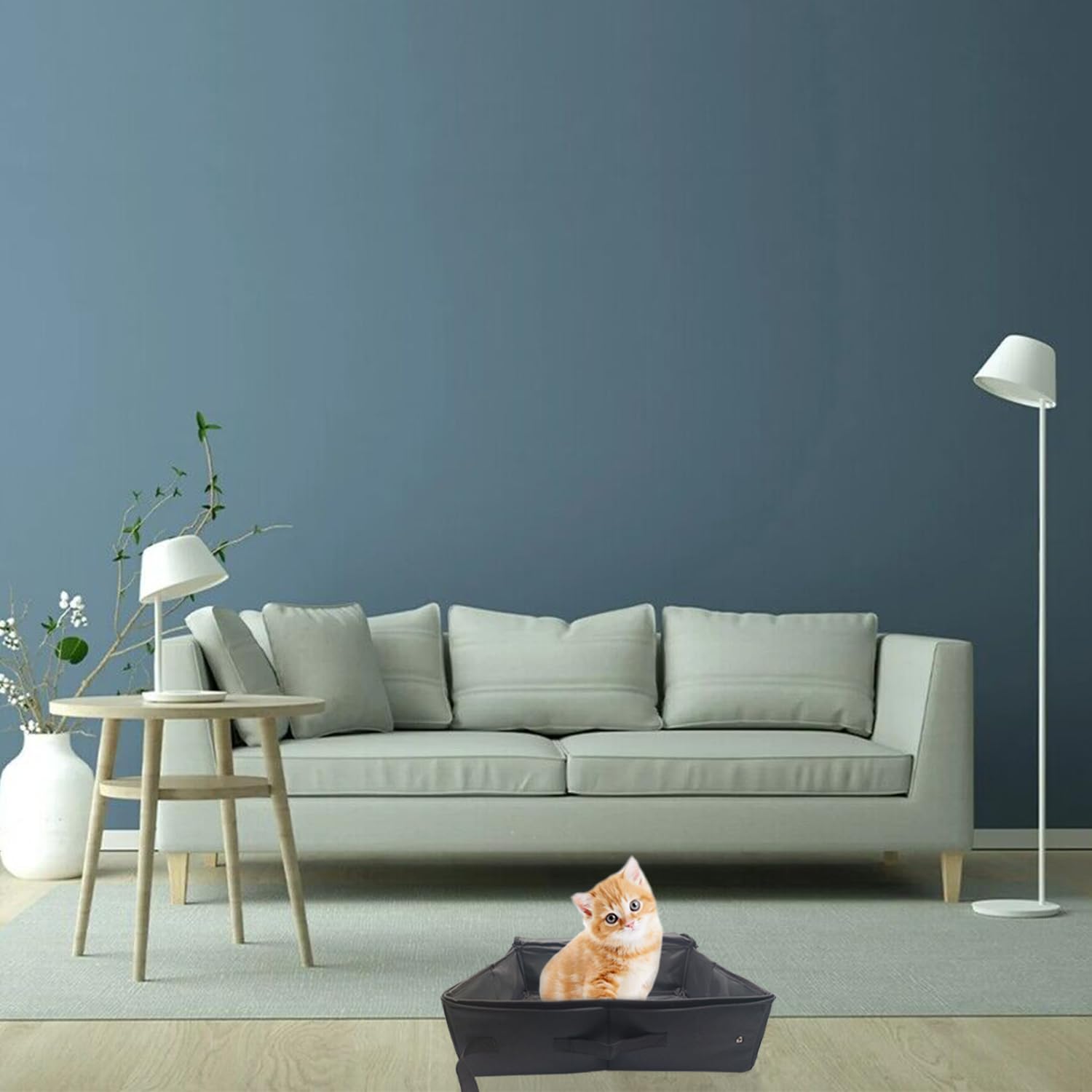 Lettiera da Viaggio per Gatti con Coperchio, Lettiera Pieghevole Portatile per Gatti con Pala, Impermeabile, Facile da Pulire, Adatto per Interni, Esterni, 47 * 36 cm, XXL, Nero