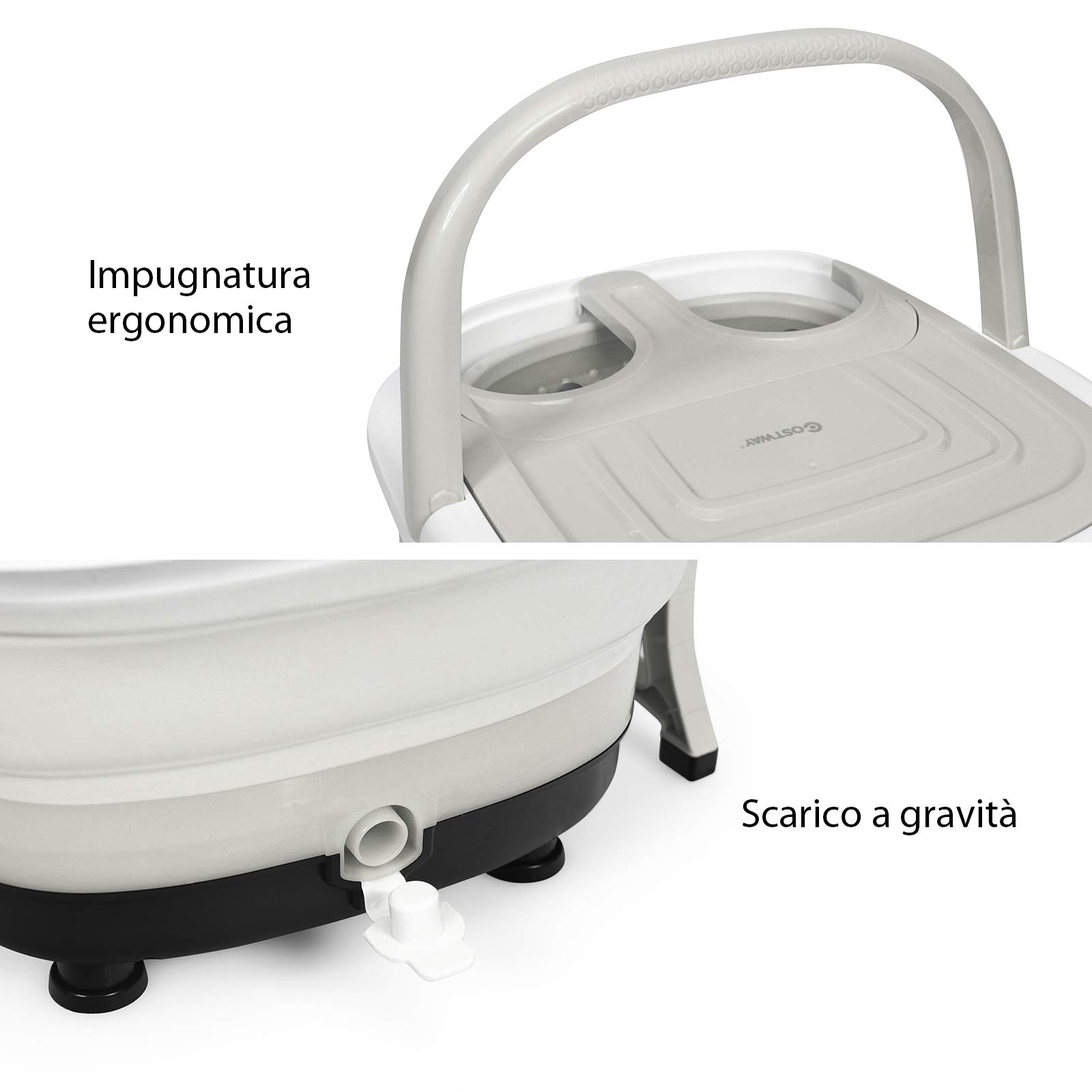 COSTWAY Massaggiatore Plantare Massaggiatore Piedi Elettrico, Massaggia Piedi Portatile, con Funzione Calore Bolle e Rulli Elettronici, Pieghevole Salvaspazio (Grigio)