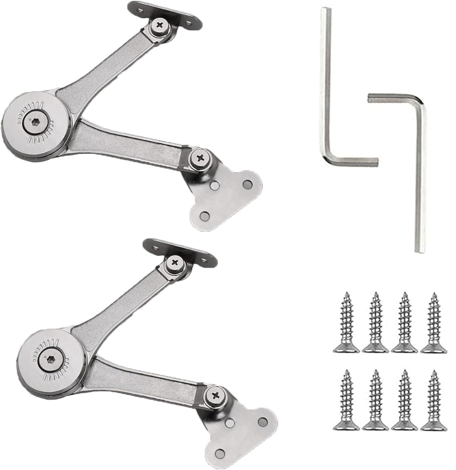 SUpoetry Pack of 2 Flap Holders, Flap Hinges, Metal Support Hinges, Cabinet Flap Holder Aluminium, with Allen Key