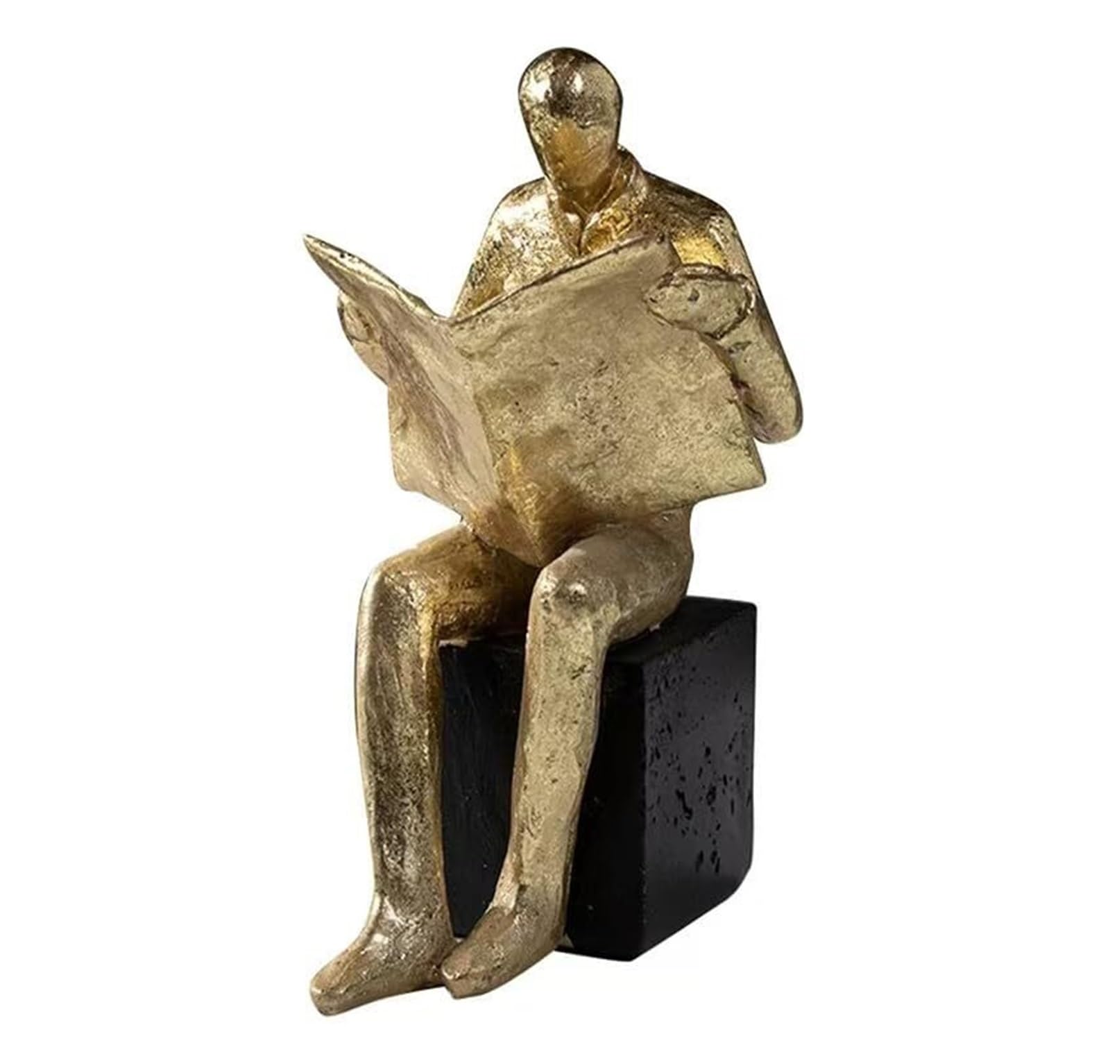 Yofab Office Cubicle Decor Creative Abstract Reading Character Figurine Sculpture Decor 2 Colors to Choose Coffee Table Centerpiece(Gold Style B)