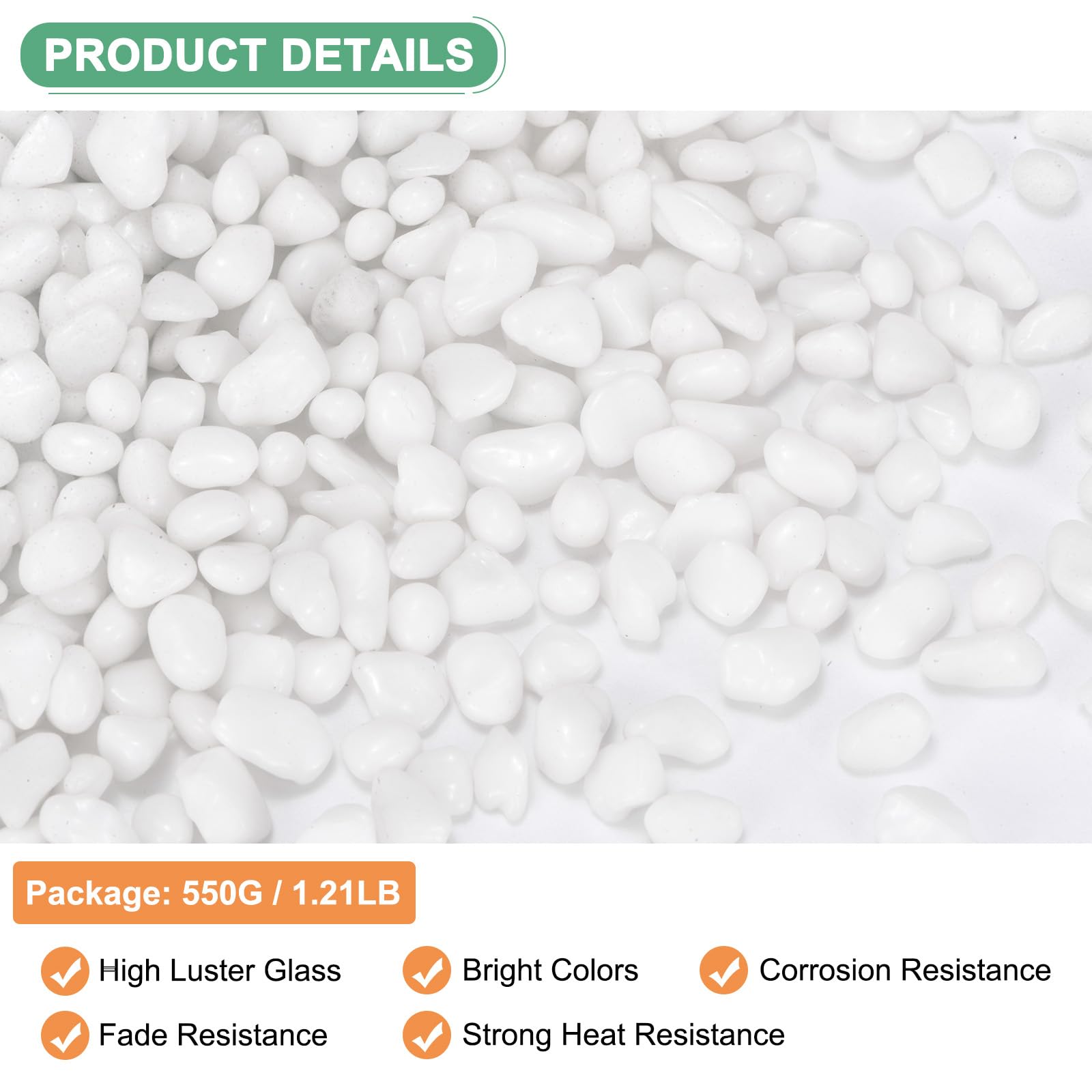 M METERXITY High Luster Round Fire Glass Beads, Glass Gems, Glass Pebbles - Image 2