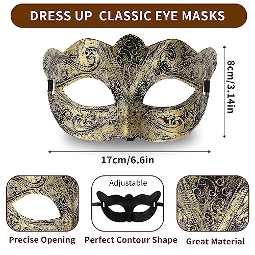 Sibba Gold Masquerade Ball Masks for Men Mardi Gras Mask Halloween Vintage Men's Masquerade Masks Fancy Dress Carnival Venetian Eye Mask for Adults Christmas Proms Party Festival Costume Accessories - Image 3