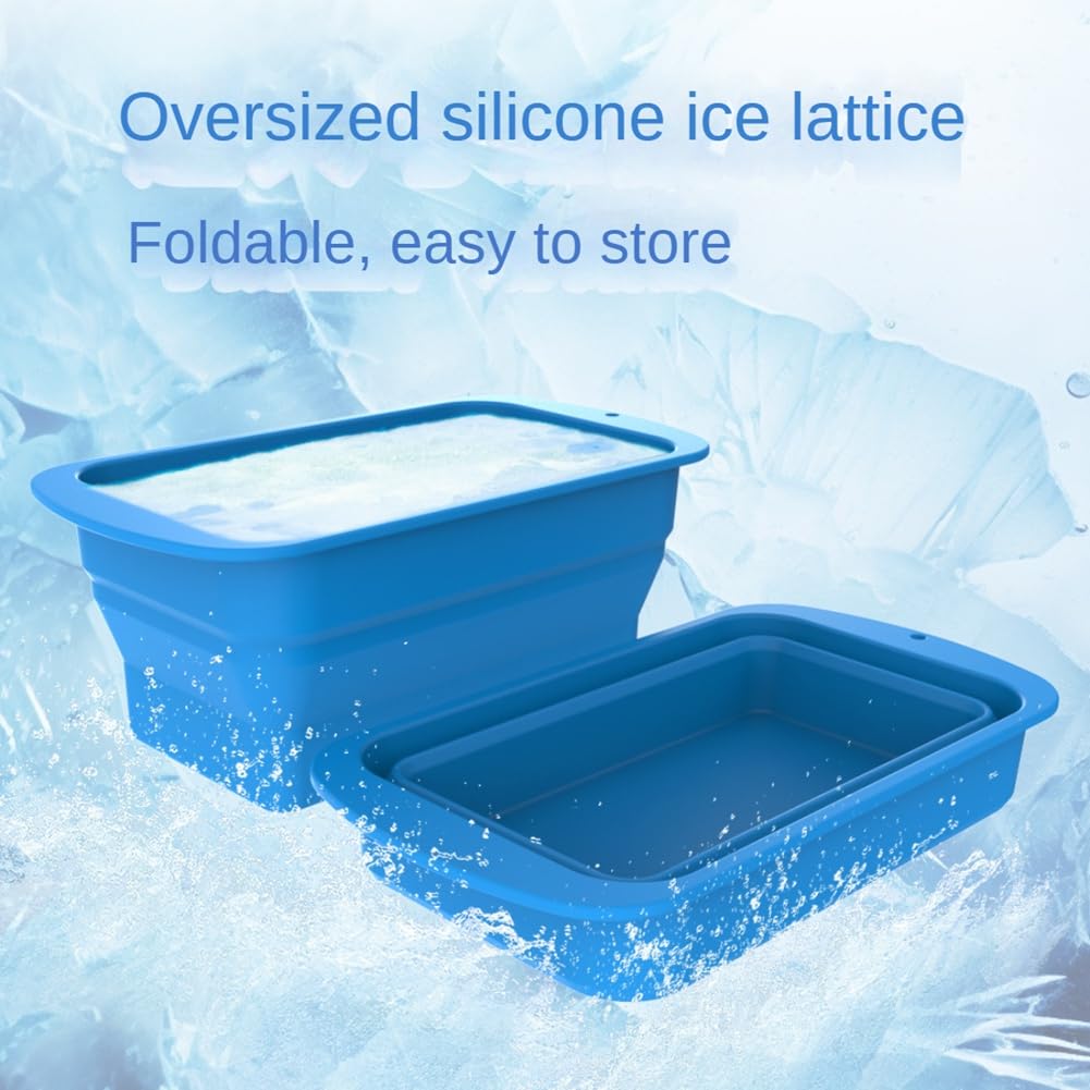 Stampo per Blocchi di Ghiaccio 2 Pezzi Extra Grande per Bagno di Ghiaccio, Vasca A Immersione Fredda, Refrigeratore, Pieghevole, Impilabile, Stampo In Silicone, Vassoio per Ghiaccio, Durevole
