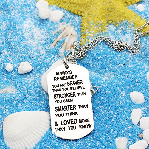lauhonmin Always Remember You Are Braver/Stronger/Smarter Than You Think Pendant Necklace Family Friend Gift Unisex4