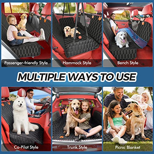 Chumajor 6-In-1 Dog Car Seat Cover, 100% Waterproof Dog Hammock For Car, Scratchproof Nonslip Back Seat Protector For Dog, Mesh Visual Window Dog Seat Cover For Back Seat With Belt For Trucks Suvs #TOP1