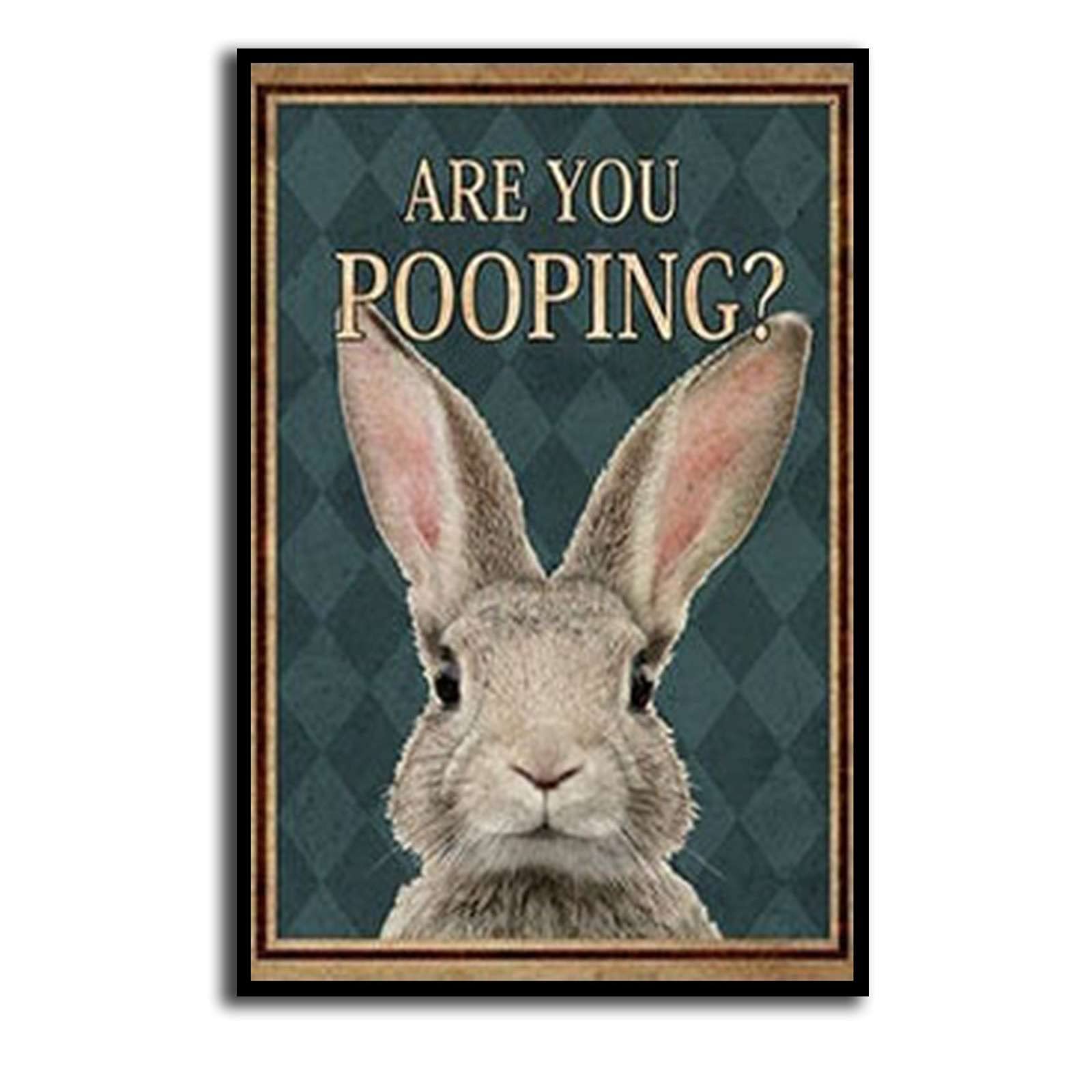 With Frame Rabbit Poster Funny Rabbit Decor Bathroom Decor Bathroom Art Nursery Decor Rabbit Lover Gift Canvas Wall Art Artwork Painting Easter Decorations 08x12inch Wooden Framed