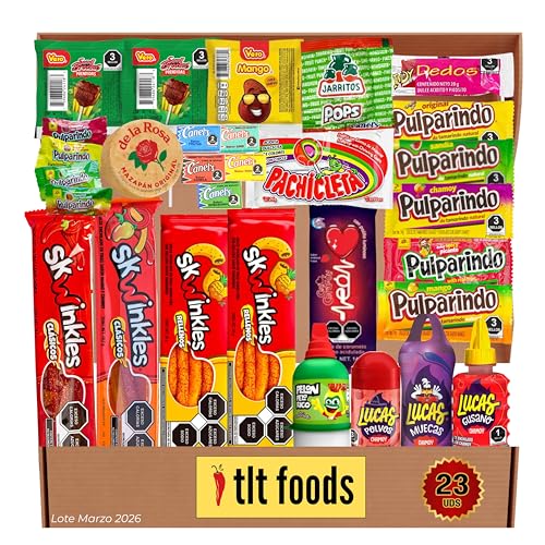TLT FOODS Lote Dulces Mexicanos – Pack Variedad Chuches Mexicanas Picantes Para Regalar, Mix Surtido Golosinas Caramelos, Candy Box Snacks Mexico, Chamoy, Pelon Pelo Rico, Pulparindo, Tamarindo