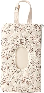Quilted Baby Wipe Holder Floral Quilted Diaper Pouch Portable Mommy Bag for Travel Stroller Daily Casual (Beige)
