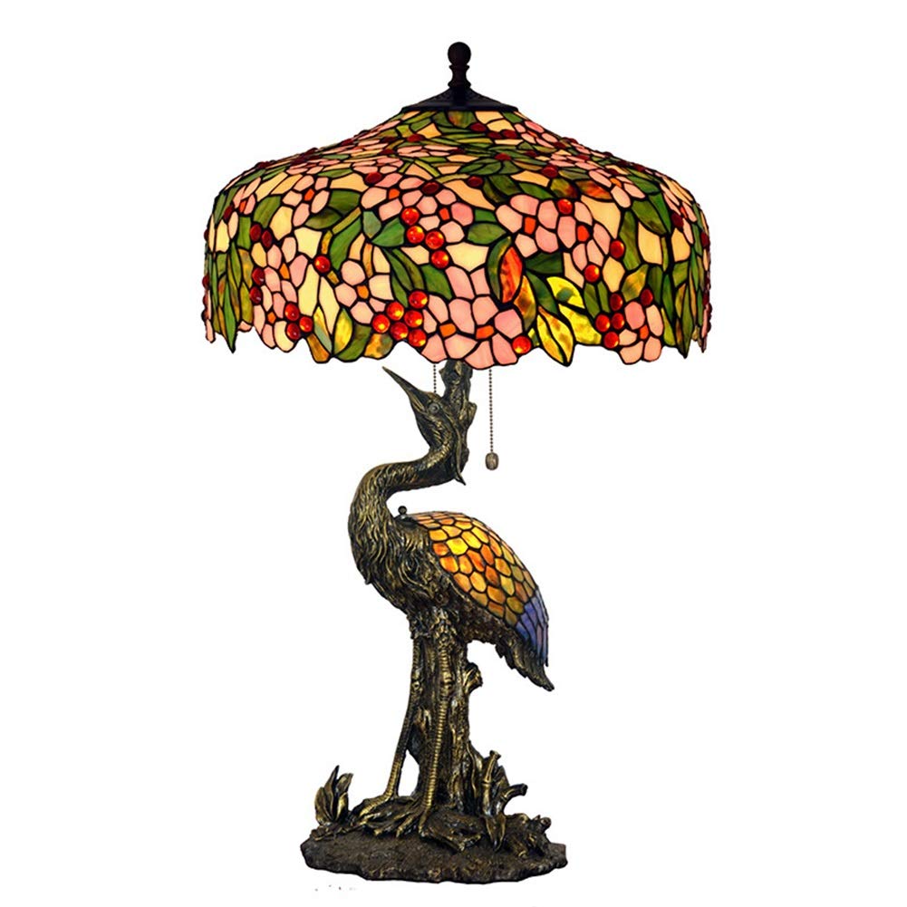 Lampa stołowa w stylu Tiffany 20 "European Wsi kwiat salon Duża lampa stołowa Art Store Decoration Lampa