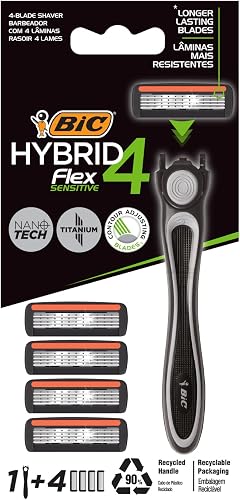 BIC Flex 4 Hybrid Men's Razors with 1 Handle and 4 Cartridges