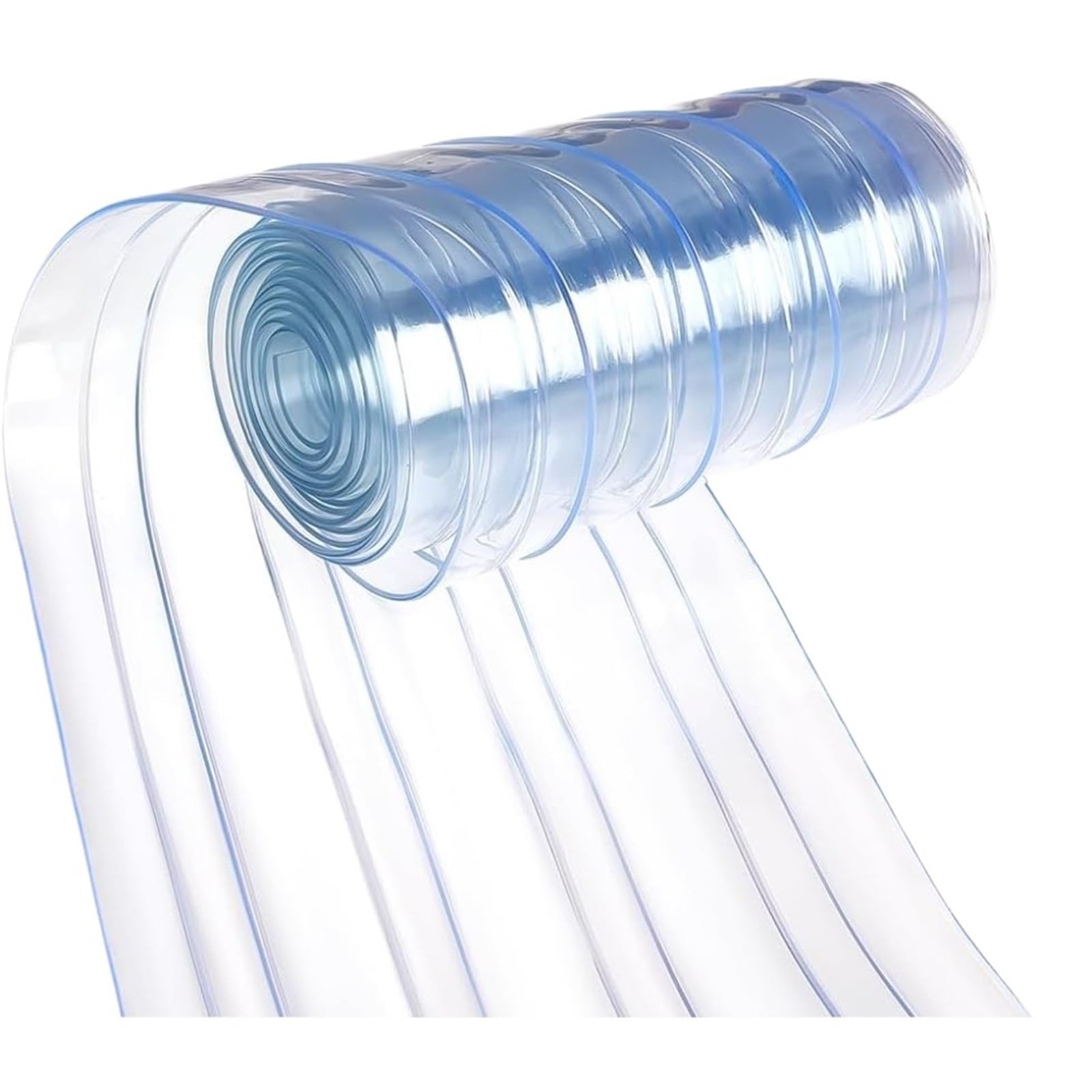 Clear PVC Door Strip Curtain 9.8ft Plastic Vinyl Replacement Strip 7.2inch Wide Blue Clear Ribbed PVC Curtain for Dog House Door Flap