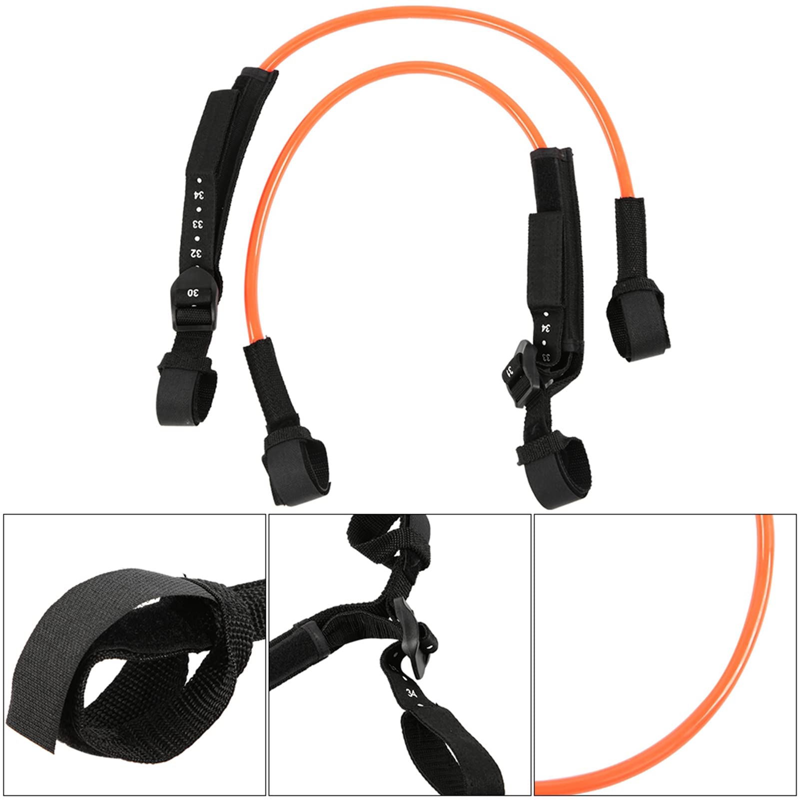 2 pièces, laisse de harnais de windsurf noire et réglable de 28 à 34 pouces, laisse de planche de surf en TPU à haute résistance à la déchirure, accessoire de windsurf durable pour (Orange)