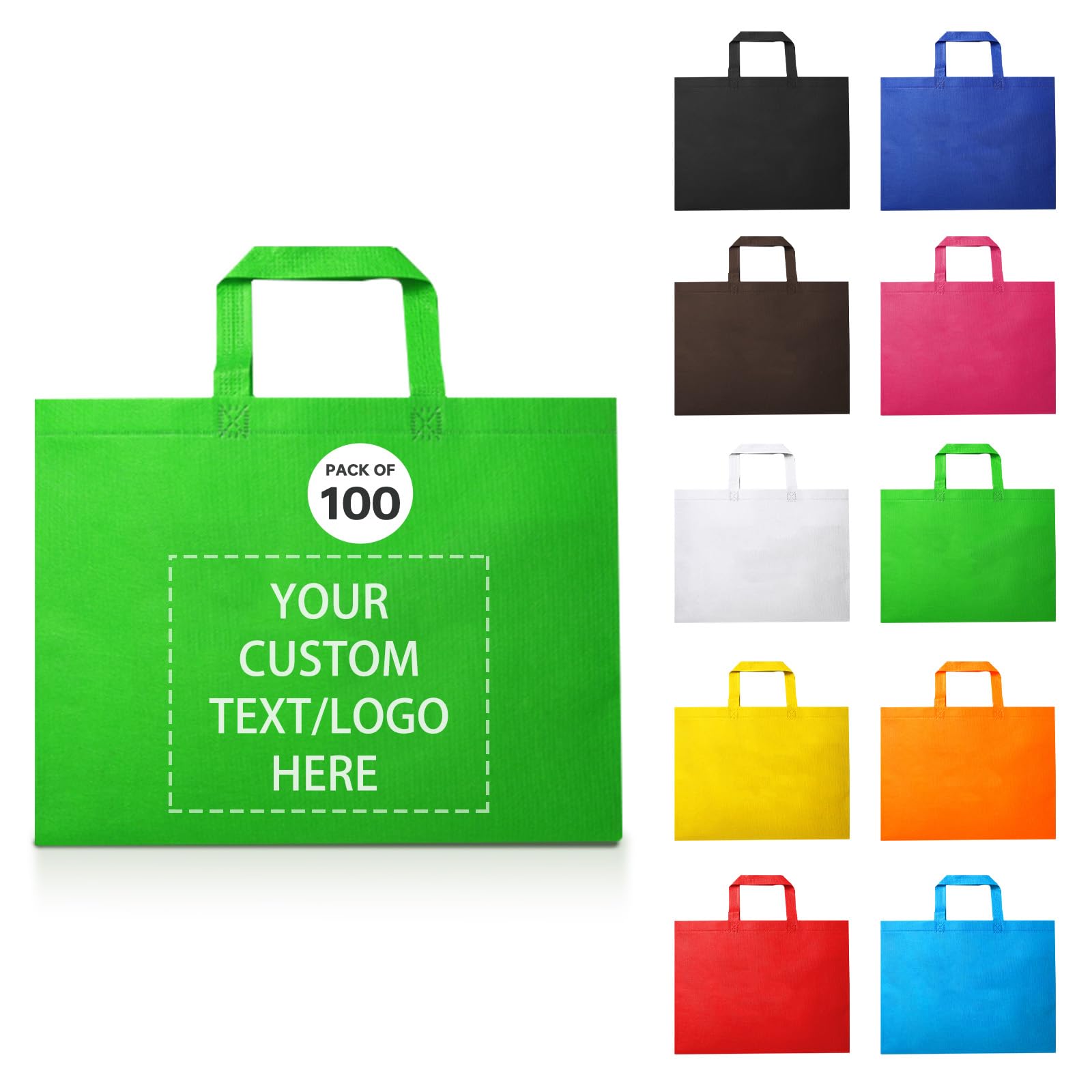 JEOHLORY 100 Reusable Shopping Bags custom bags with logo-Ideal for Company Promotions, commercial advertising,grocery bags