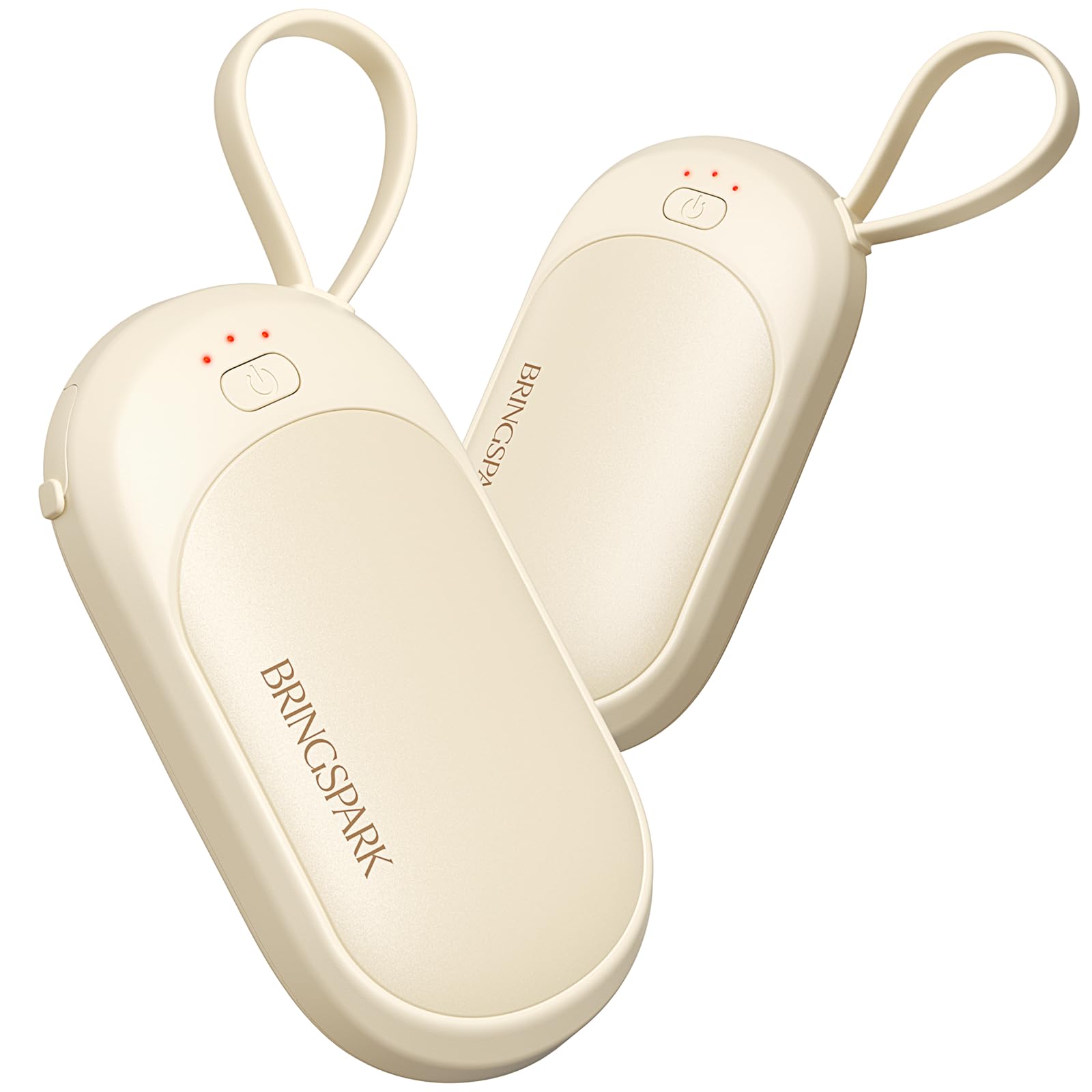 Magnetic Rechargeable Hand Warmers Built-in Loop, Palm-sized, 2-Pack
