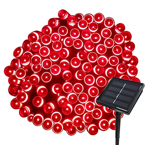 Tuokay 22M 200 LED Lucine da Giardino Solari Luci da Esterno Luci Stringa per Addobbi Catene Luminosa Decorazione Albero Giardino Patio Rosso