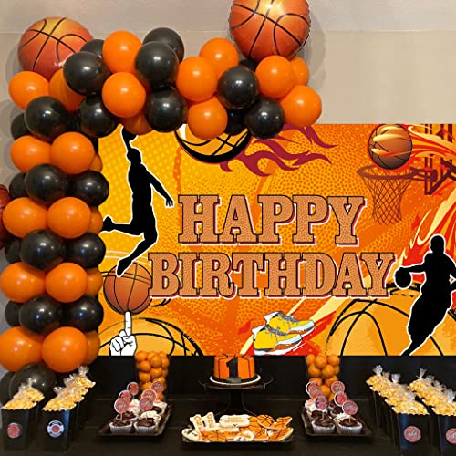 Asoonyum 7X5Ft Basketball Happy Birthday Backdrop For Kids Boys Sports Birthday Party Theme Decoration Supplies Background For Photography Basketball Court Stars Happy Birthday Banner Photo Booth #TOP4