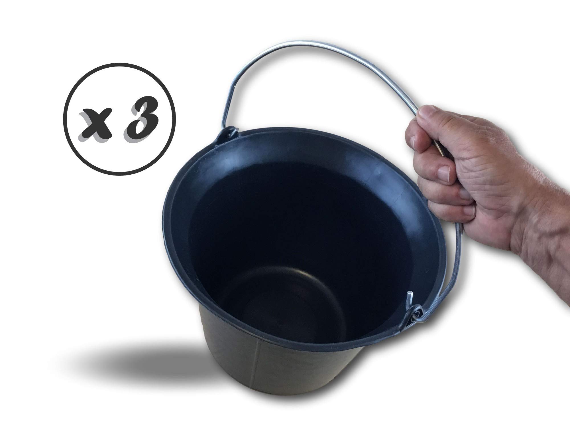 Kibros Lot 3 seaux maçon Odogom Souple Anti-Gel 10 litres Anthracite