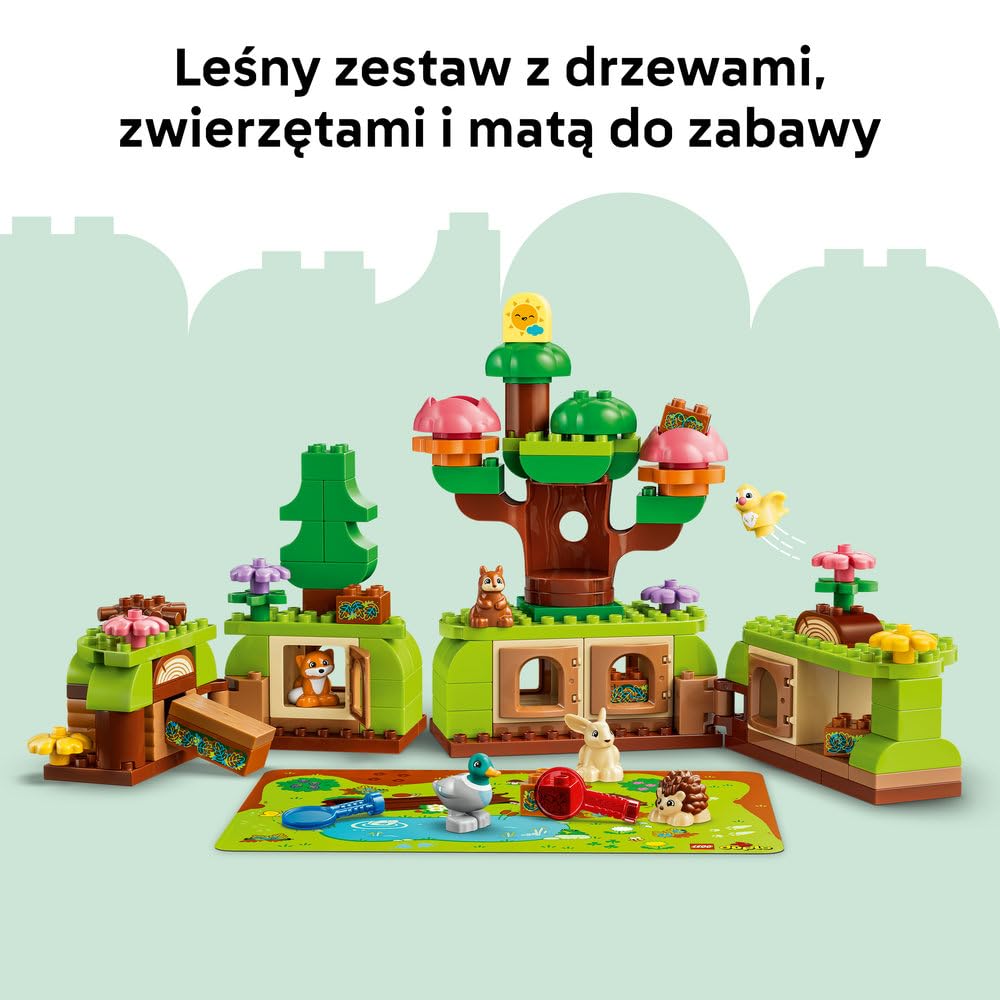 LEGO DUPLO Las odkrywców z dzikimi zwierzętami 10480 | leśne zwierzęta, klocki dla 3-latka, prezent dla dziewczynki i chłopca 3+, figurki zwierząt, 131 elementów