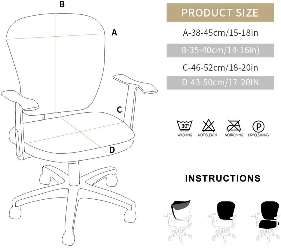Swivel Chair Cover, Arm Seat Cushion, Universal Size Stretch Chair Anti-Dirty Covers for Office Seat Chairs(Black)