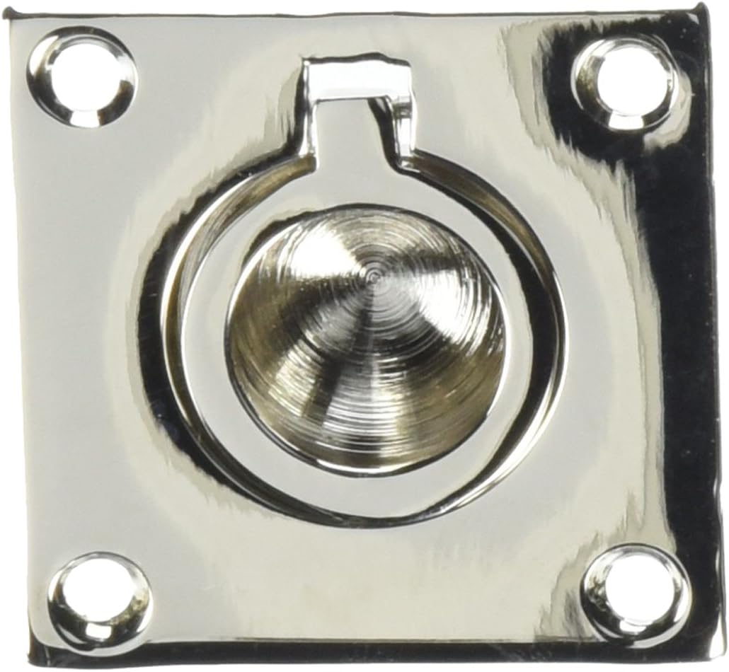Baldwin 0393140 Flush Ring Pull, Bright Nickel