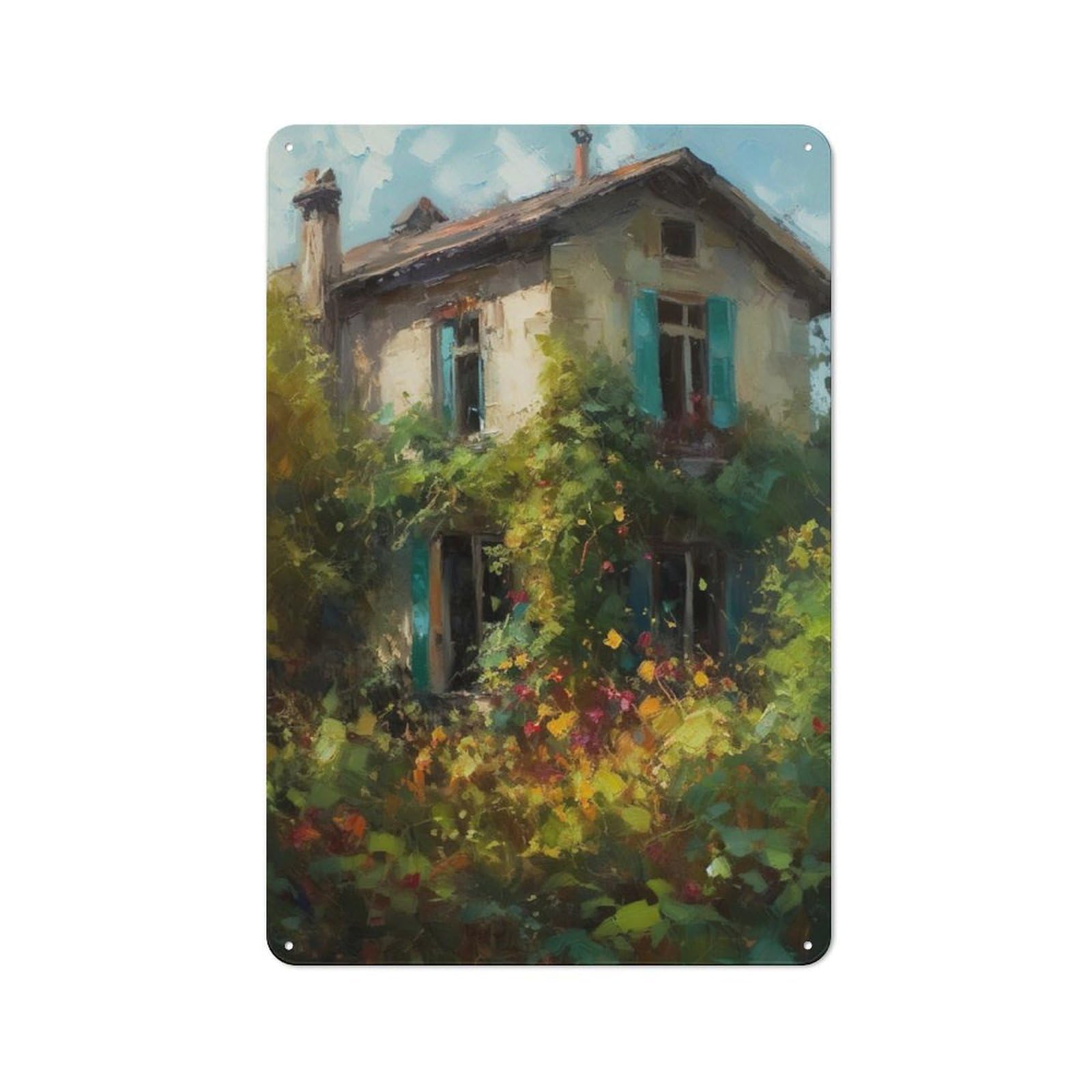 Junmoney Overtaken By Vegetation Farmhouse Country Metal Sign 30X20cm, Cottage Wall Art For Farmhouse Kitchen, Pantry Or Dining Area
