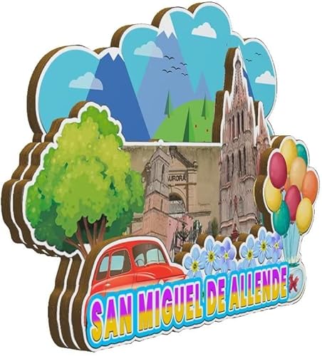 Miniatura 2 de Imán de San Miguel de Allende México para nevera de madera 3D, monumentos de viaje, coleccionables, recuerdos, decoración hecha a mano -2315