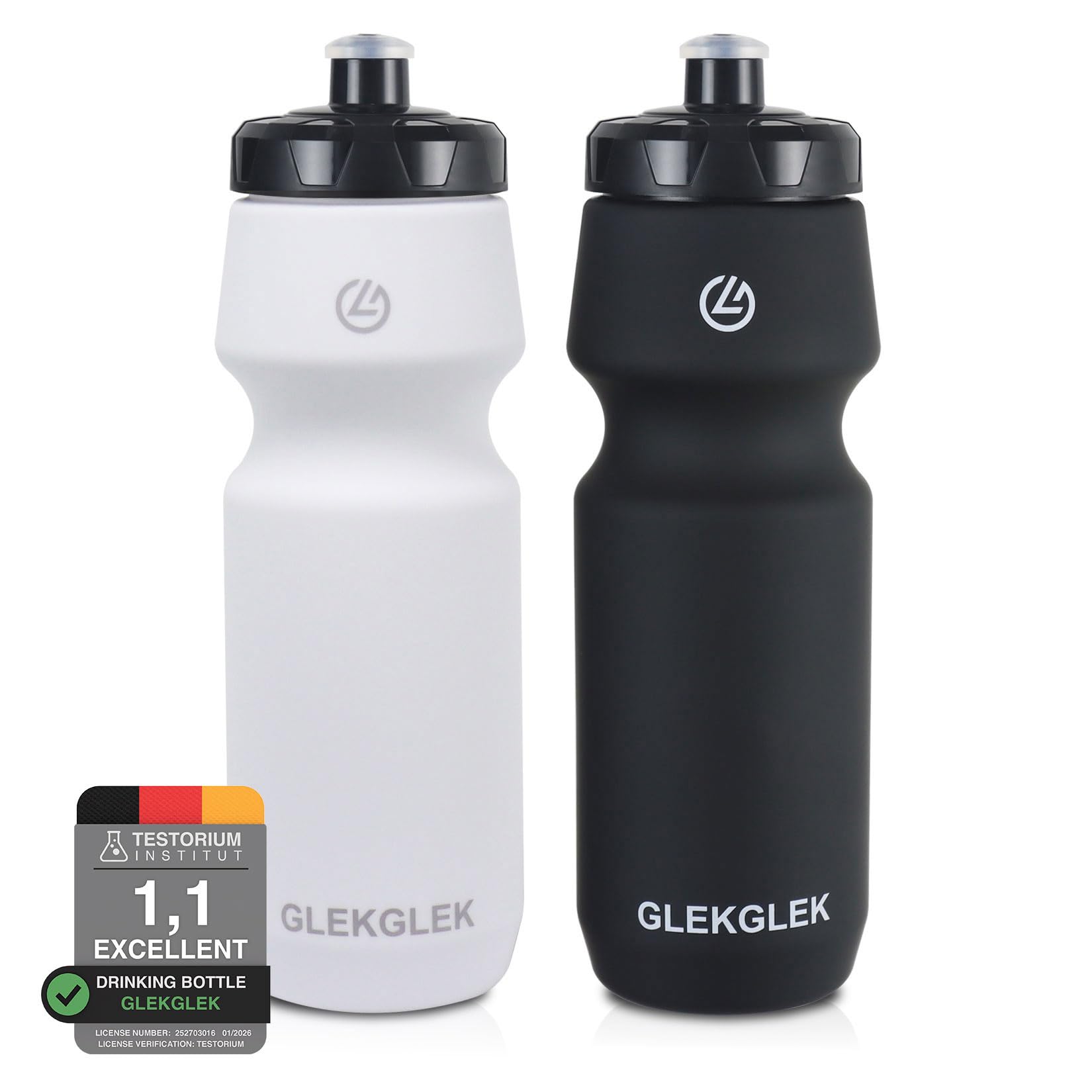 GLEKGLEK Cycling Water Bottle 24oz, Reusable Sport Water Bottle 750ml for Outdoor, Gym, Running (Black/White)