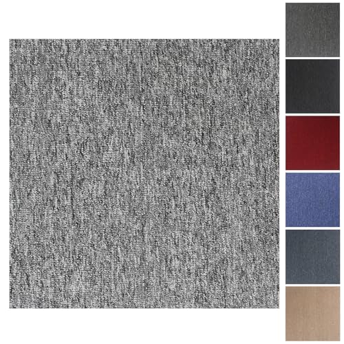 Carpet Tiles, 20pcs Carpet Tiles 50x50 for for Commercial Retail, Office, Home, Kitchen, Bedroom, Living Room, Bathroom (Grey)