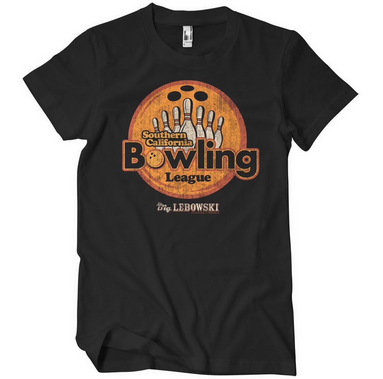 The Big Lebowski Men's Black Officially Licensed Southern California Bowling League T-Shirt (Black), XX-Large
