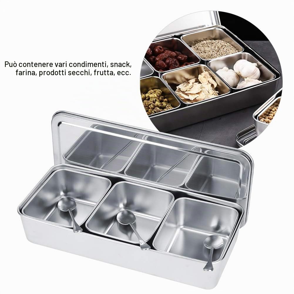 Porta condimenti Pentole per spezie, Scatola per condimenti Acciaio Inossidabile per Uso Alimentare per Storge Condimenti Snack Farina Prodotti secchi, Frutta per la di casa