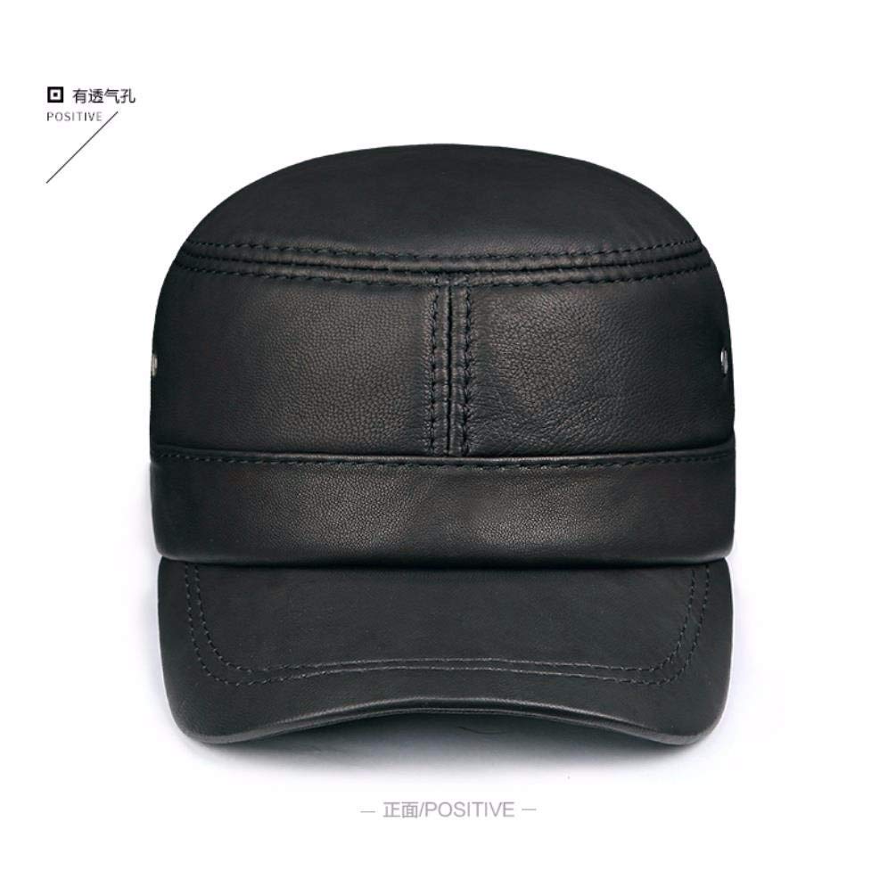 Cappello in Vera Pelle, Berretto Militare in Pelle da Uomo Autunno e Inverno