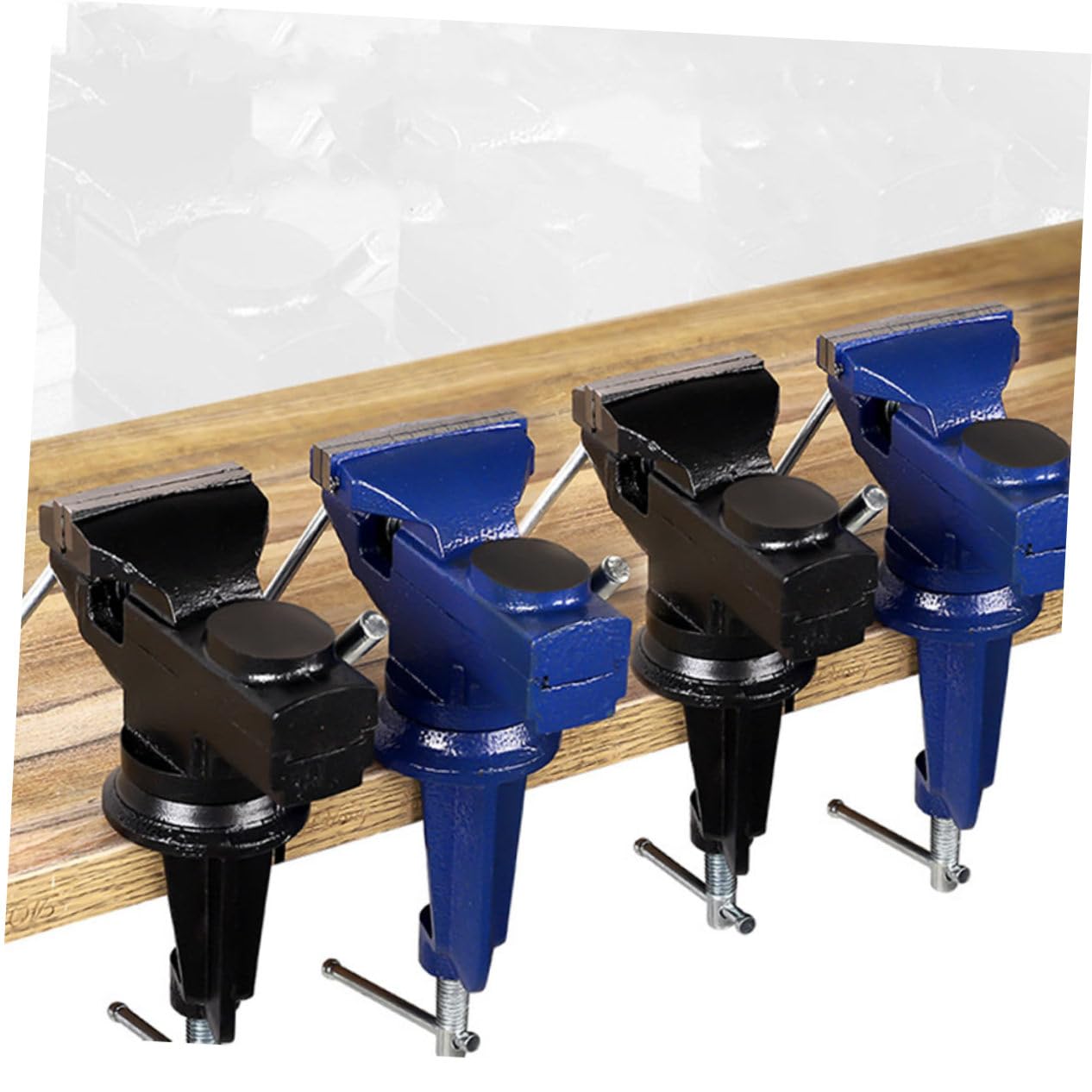 Étau de Table Rotatif à Serrage, Bleu, Fer et Acier, 1 Pièce