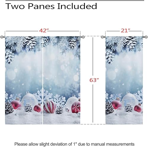 Miniatura 74 de Cortinas opacas de Navidad para niñas y niños, decoración del hogar, decoración navideña, árbol de acebo, estrella, Navidad, ojales, cortinas con
