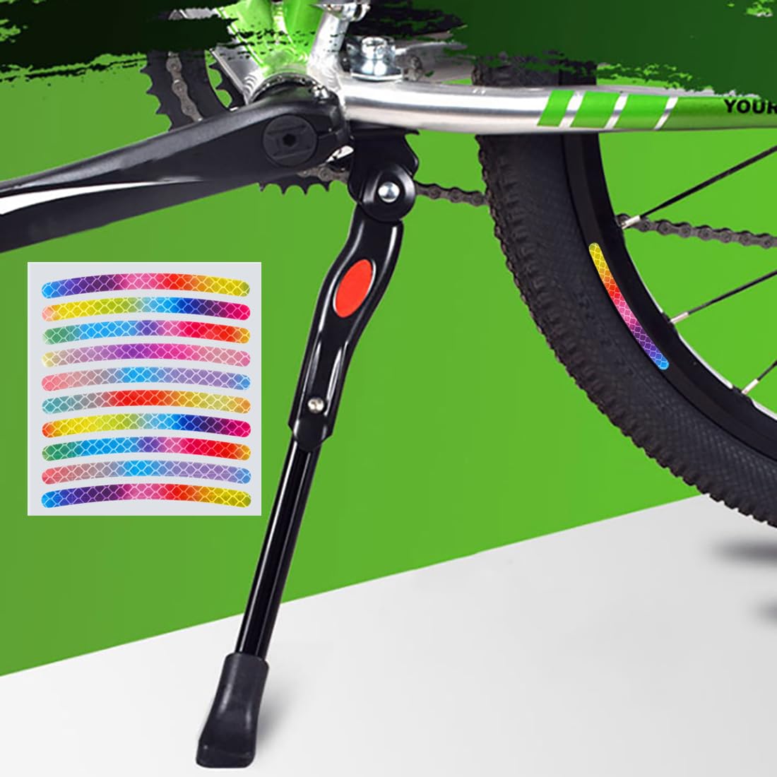 LAMOOER Béquille Réglable Pour Vélo 22/24/26 Pouces – Support Central En Alliage Alu, Bande Réfléchissante Rouge