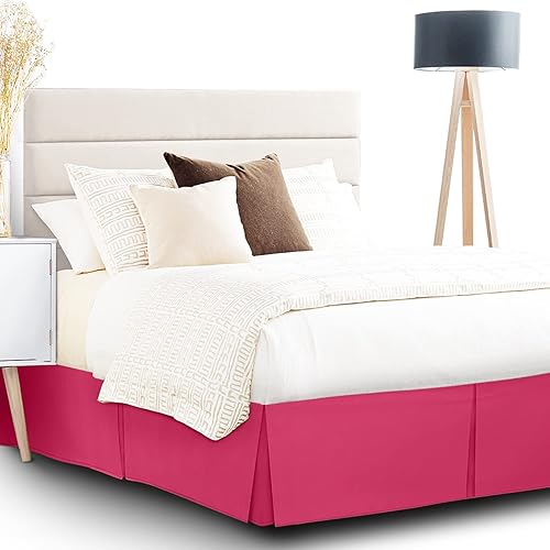 Nestl Pleated Bed Skirt, Easy Fit Bed Skirt, 14” Inch Tailored Drop Bed Skirt, Soft Double Brushed Premium Microfiber Bed Skirt, Luxury Bedskirt Hotel Quality Bed Ruffle, Queen Bed Skirt Hot Pink