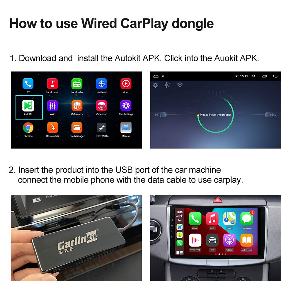Carlinkit Wired Carplay Adapter USB Dongle fit for Car Radio with