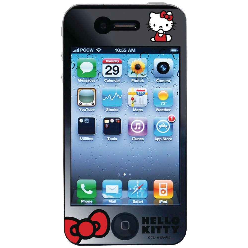 HELLO KITTY KT448 iPhone 4 Clear/Mirror Screen Protector - 2 Pack - Retail Packaging