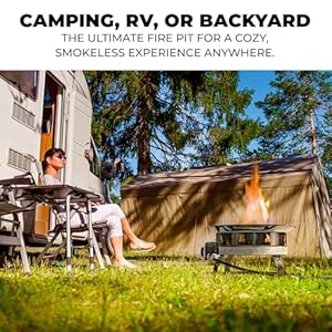 Outland living portable propane fire pit 19 inch 58000 btu smokeless gas firebowl perfect for camping patio backyard tailgating deck rv black 823 standard  urban country home decor