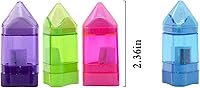 Vista 2 de 20 PCS Manual Pencil Sharpener with Eraser-2 in 1 Single Hole Triangular Shape Handheld Crayon Sharpener with Receptacle and Eraser for School