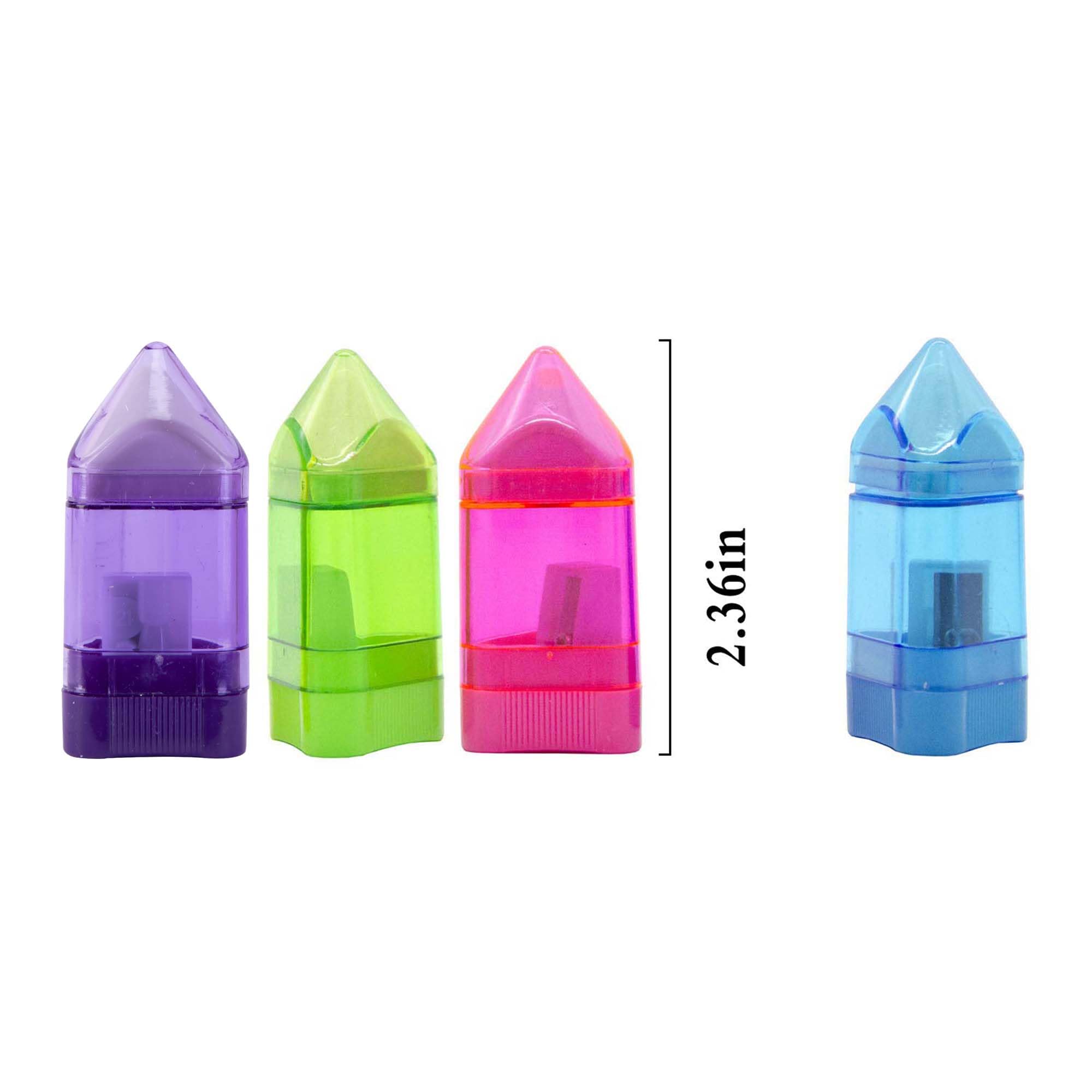 Alpurple - Sacapuntas manual con goma de borrar para lápices de tamaño regular y lápices de colores para la escuela, la oficina y el hogar (20 unidades)